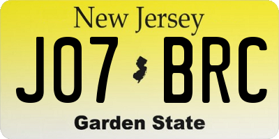 NJ license plate J07BRC