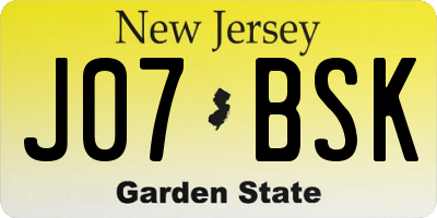 NJ license plate J07BSK