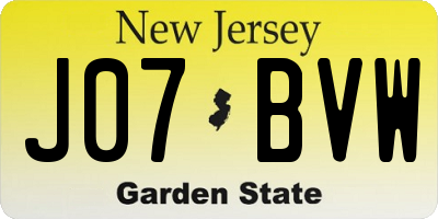 NJ license plate J07BVW