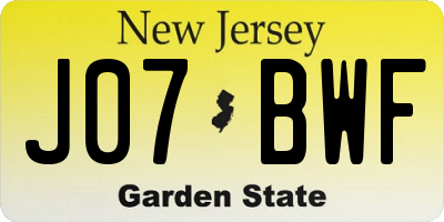 NJ license plate J07BWF