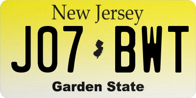 NJ license plate J07BWT