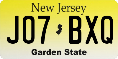 NJ license plate J07BXQ