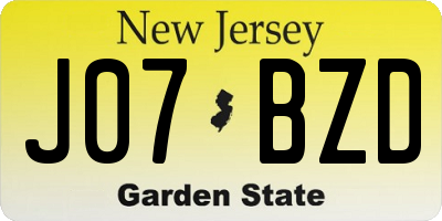 NJ license plate J07BZD