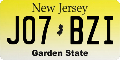 NJ license plate J07BZI