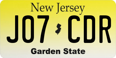 NJ license plate J07CDR