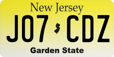 NJ license plate J07CDZ