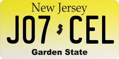 NJ license plate J07CEL