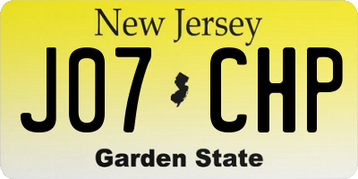 NJ license plate J07CHP
