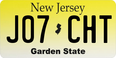 NJ license plate J07CHT