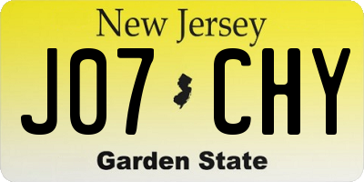 NJ license plate J07CHY