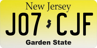 NJ license plate J07CJF