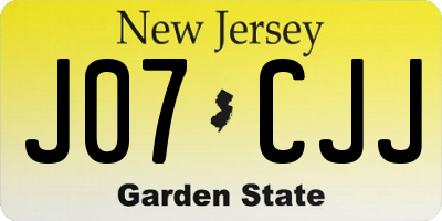 NJ license plate J07CJJ