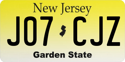 NJ license plate J07CJZ