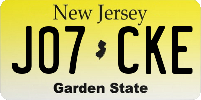 NJ license plate J07CKE