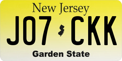 NJ license plate J07CKK