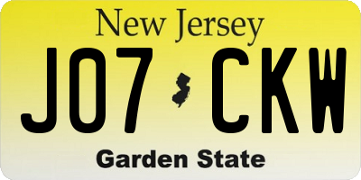 NJ license plate J07CKW