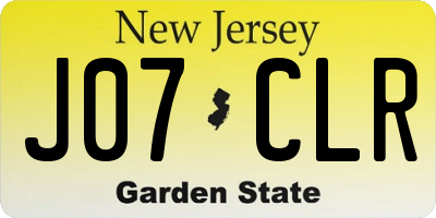 NJ license plate J07CLR