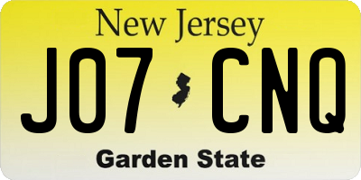 NJ license plate J07CNQ