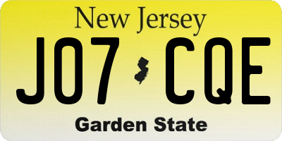 NJ license plate J07CQE