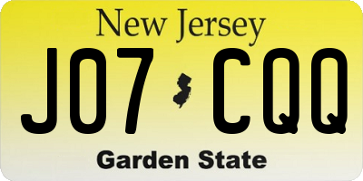 NJ license plate J07CQQ