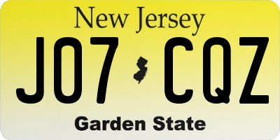 NJ license plate J07CQZ