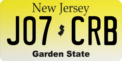 NJ license plate J07CRB
