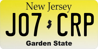 NJ license plate J07CRP