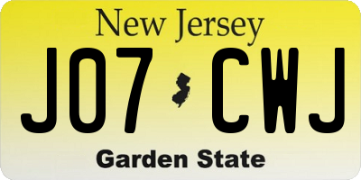 NJ license plate J07CWJ