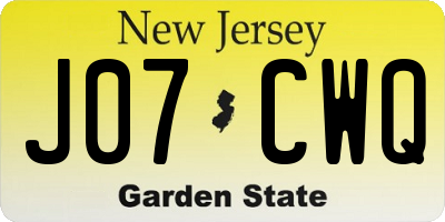 NJ license plate J07CWQ