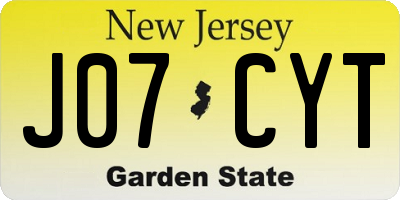NJ license plate J07CYT