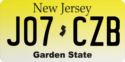 NJ license plate J07CZB