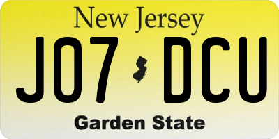 NJ license plate J07DCU
