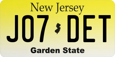 NJ license plate J07DET