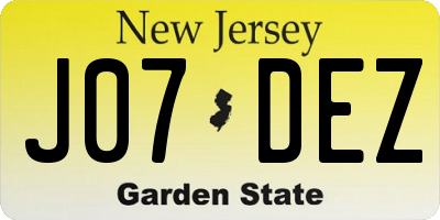 NJ license plate J07DEZ