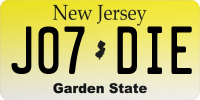 NJ license plate J07DIE