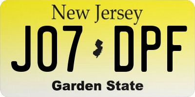 NJ license plate J07DPF