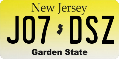 NJ license plate J07DSZ