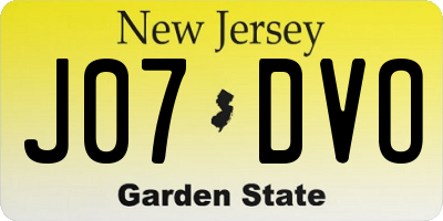NJ license plate J07DVO