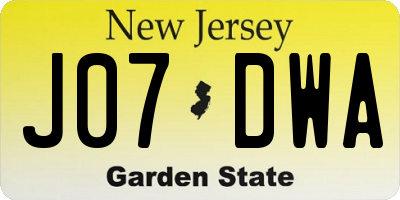 NJ license plate J07DWA