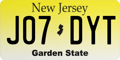 NJ license plate J07DYT