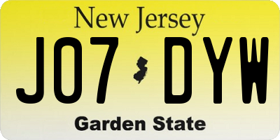 NJ license plate J07DYW