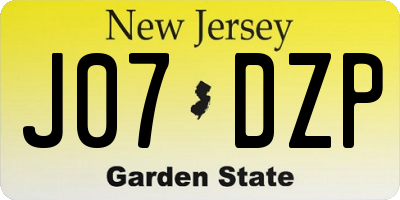 NJ license plate J07DZP