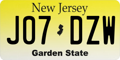 NJ license plate J07DZW