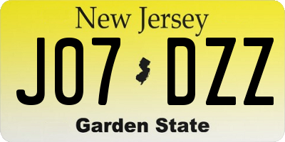 NJ license plate J07DZZ