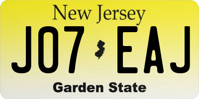 NJ license plate J07EAJ