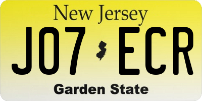 NJ license plate J07ECR