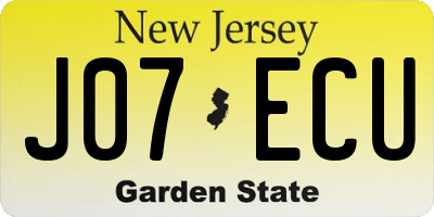 NJ license plate J07ECU