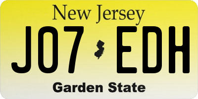 NJ license plate J07EDH