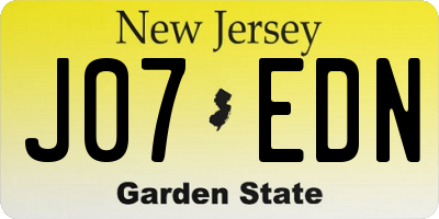NJ license plate J07EDN