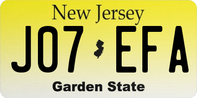NJ license plate J07EFA